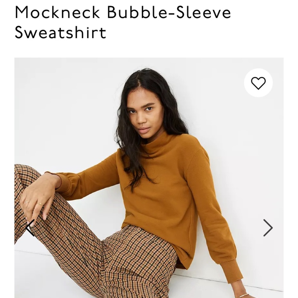 Madewell mockneck bubble sleeve sweatshirt